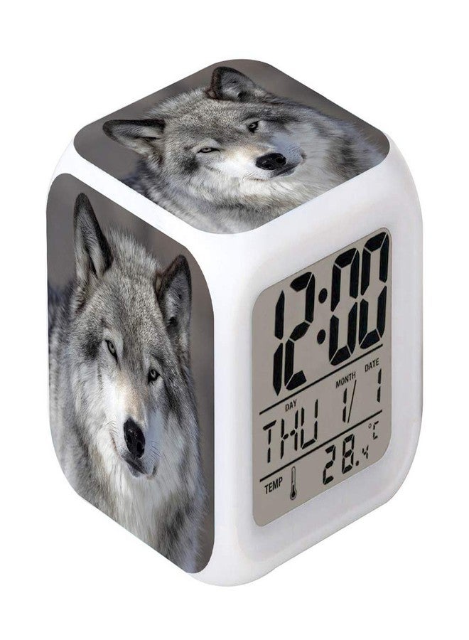 Cointone Led Alarm Clock Wolf Design Creative Desk Table Clock Glowing Electronic Colorful Digital Alarm Clock for Unisex Adults Kids Toy Birthday Present - Image 1